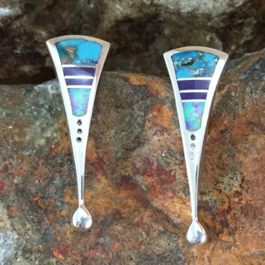 David Rosales Shalako Inlaid Sterling Silver Earrings