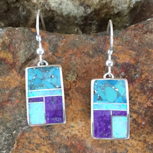 David Rosales Shalako Inlaid Sterling Silver Earrings