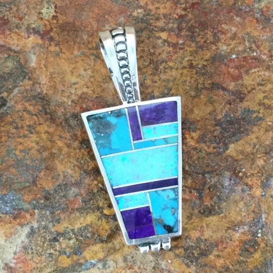 David Rosales Shalako Inlaid Sterling Silver Pendant