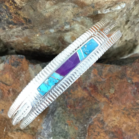 David Rosales Shalako Inlaid Sterling Silver Bracelet