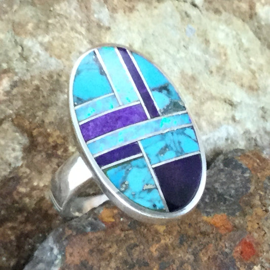 David Rosales Shalako Inlaid Sterling Silver Ring