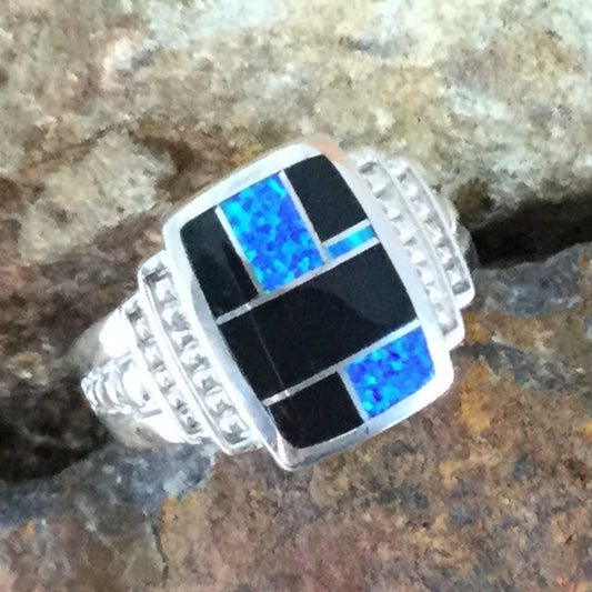 David Rosales Black Beauty Inlaid Sterling Silver Ring