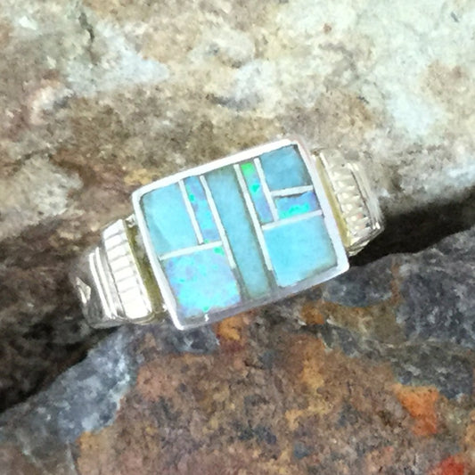 David Rosales Amazing Light Inlaid Sterling Silver Ring