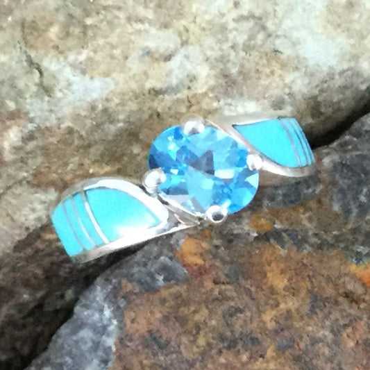 David Rosales Arizona Blue Inlaid Sterling Silver Ring