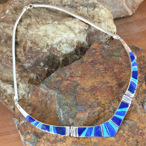 David Rosales Blue Sky Inlaid Sterling Silver Necklace