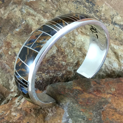 David Rosales Pietersite Inlaid Sterling Silver Bracelet