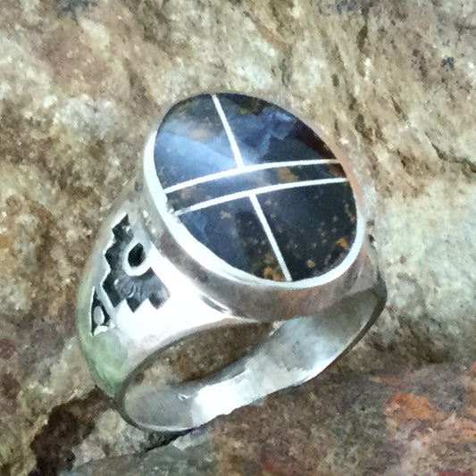 David Rosales Pietersite Inlaid Sterling Silver Ring