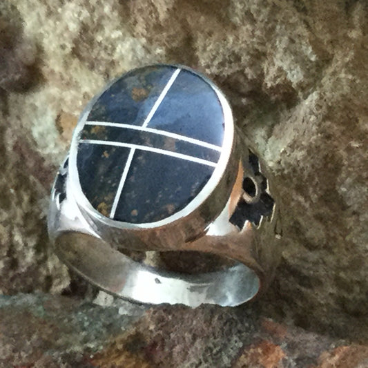 David Rosales Pietersite Inlaid Sterling Silver Ring