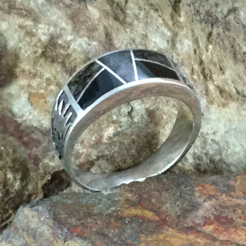 David Rosales Pietersite Inlaid Sterling Silver Ring