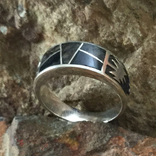 David Rosales Pietersite Inlaid Sterling Silver Ring