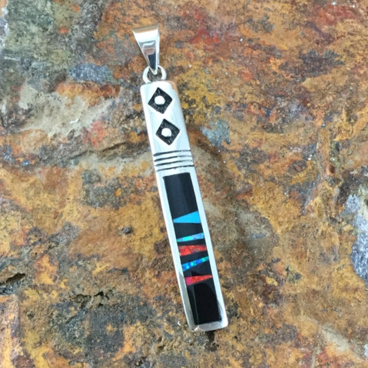 David Rosales Red Moon Inlaid Sterling Silver Pendant