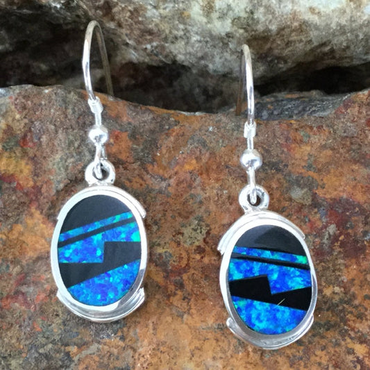 David Rosales Black Beauty Inlaid Sterling Silver Earrings