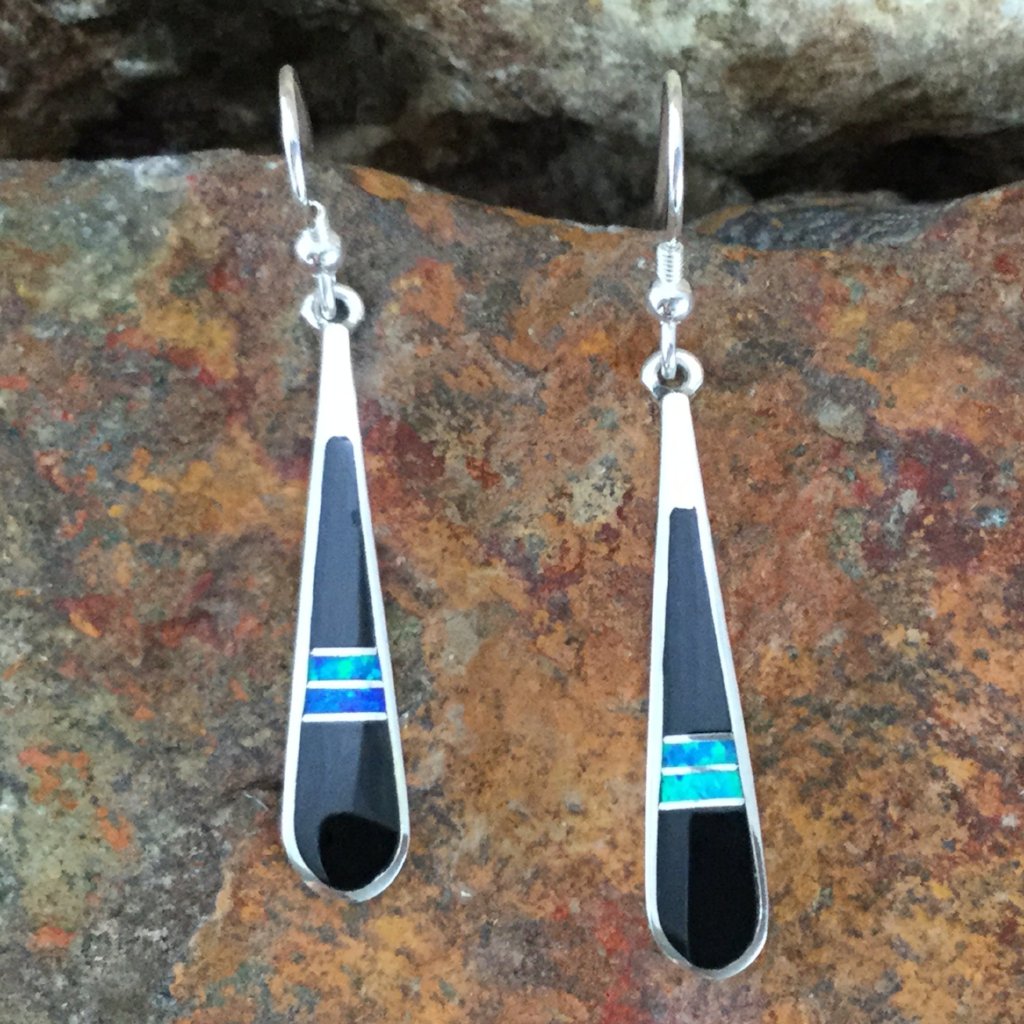 David Rosales Black Beauty Inlaid Sterling Silver Earrings
