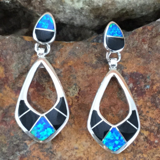 David Rosales Black Beauty Inlaid Sterling Silver Earrings