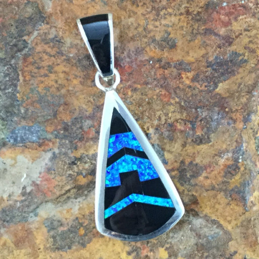 David Rosales Black Beauty Inlaid Sterling Silver Pendant