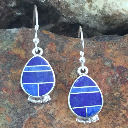 David Rosales Blue Water Inlaid Sterling Silver Earrings