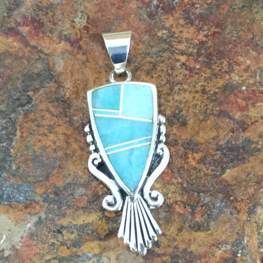 David Rosales Amazing Light Inlaid Sterling Silver Pendant