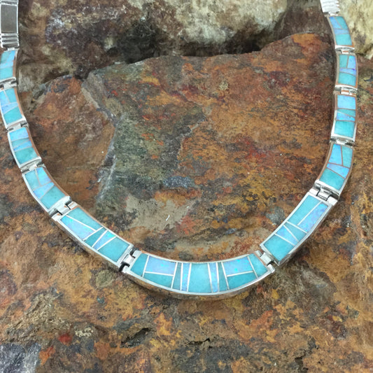David Rosales Amazing Light Inlay Sterling Silver Necklace