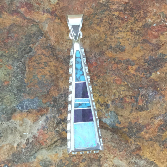 David Rosales Shalako Inlaid Sterling Silver Pendant