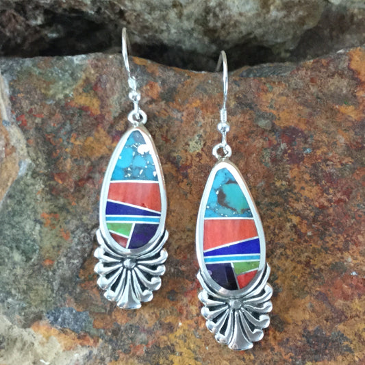 David Rosales Indian Summer Inlaid Sterling Silver Earrings