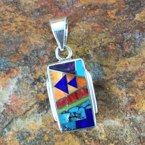 David Rosales Indian Summer Fancy Inlaid Sterling Silver Pendant