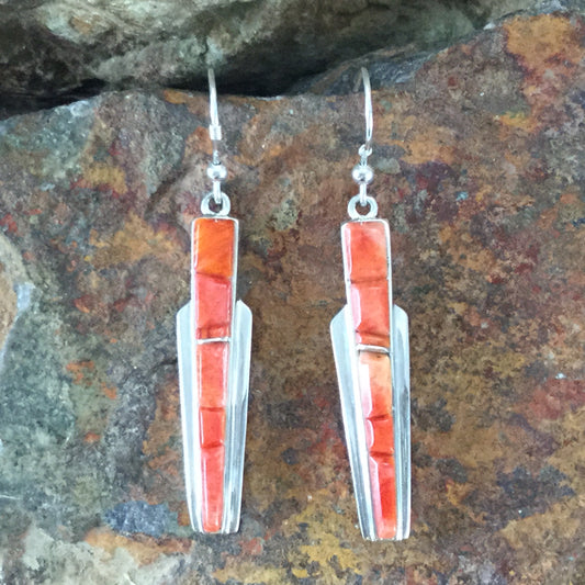 David Rosales Desert Fire Cobble Inlaid Sterling Silver Earrings