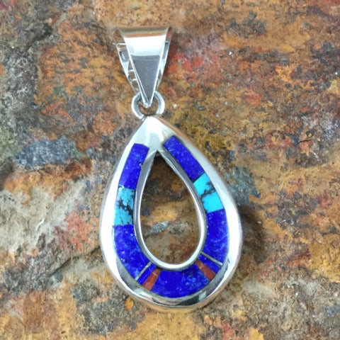 David Rosales Ceremonial Inlaid Sterling Silver Pendant