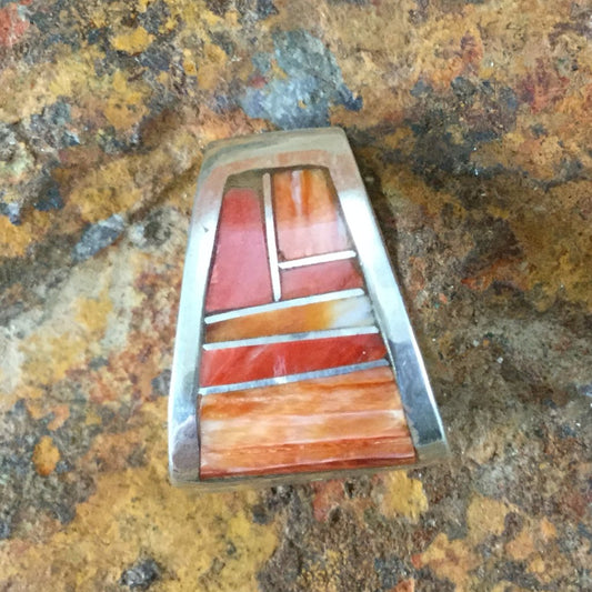 David Rosales Desert Fire Inlaid Sterling Silver Pendant