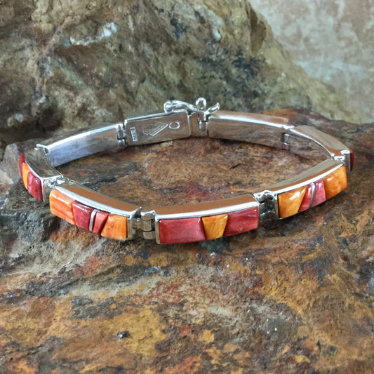 David Rosales Desert Fire Inlaid Sterling Silver Bracelet