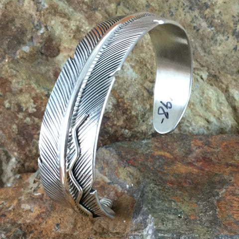 Sterling Silver Feather Cuff Bracelet by J Nelson
