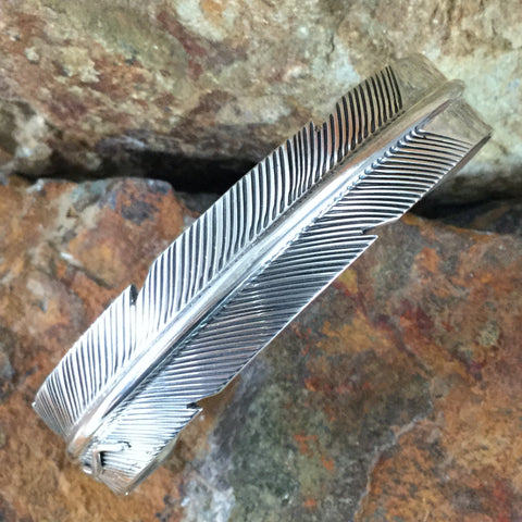 Sterling Silver Feather Cuff Bracelet by J Nelson