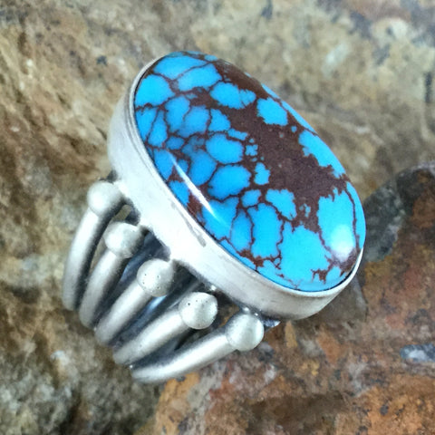Egyptian Turquoise & Sterling Silver Ring by Eddie Secatero Size 7