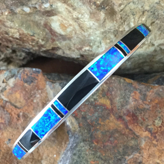 David Rosales Black Beauty Inlaid Sterling Silver Bracelet