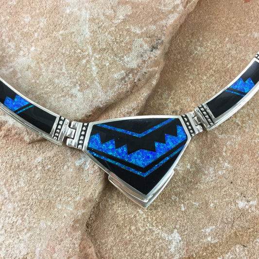 David Rosales Black Beauty Inlaid Sterling Silver Necklace