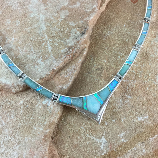 David Rosales Amazing Light Inlay Sterling Silver Necklace