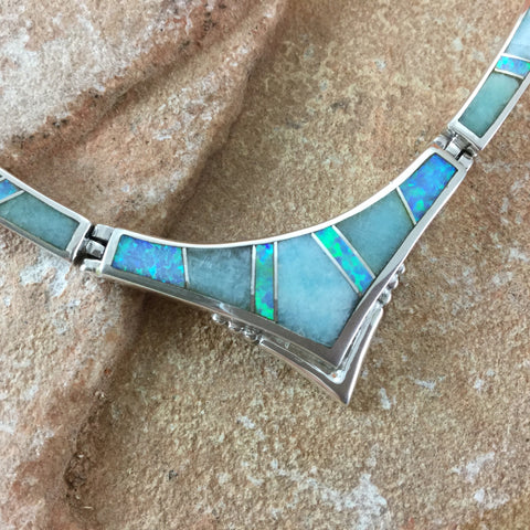 David Rosales Amazing Light Inlay Sterling Silver Necklace