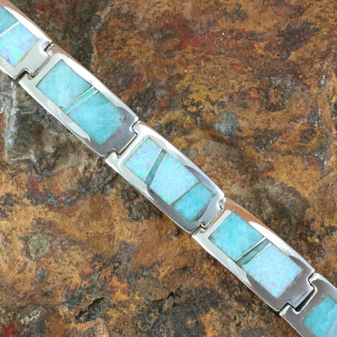 David Rosales Amazing Light Inlaid Sterling Silver Bracelet