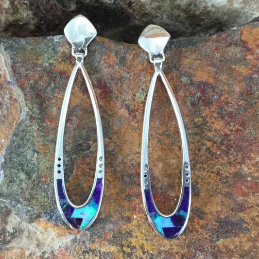 David Rosales Shalako Inlaid Fancy Sterling Silver Earrings