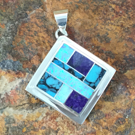 David Rosales Shalako Inlaid Sterling Silver Pendant