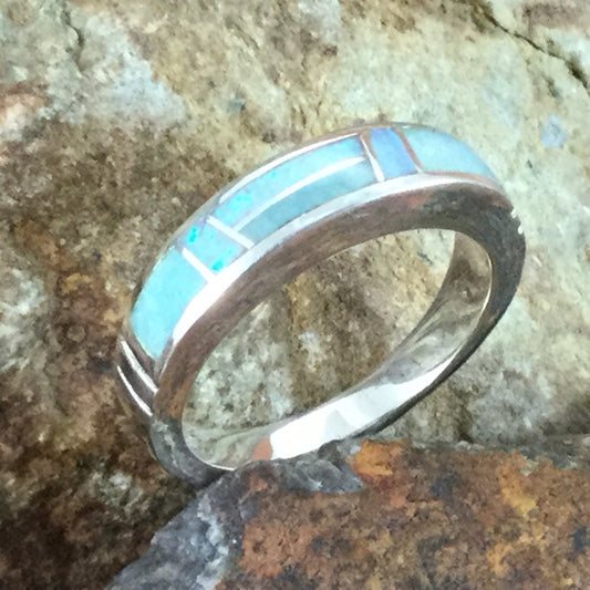 David Rosales Amazing Light Inlaid Sterling Silver Ring