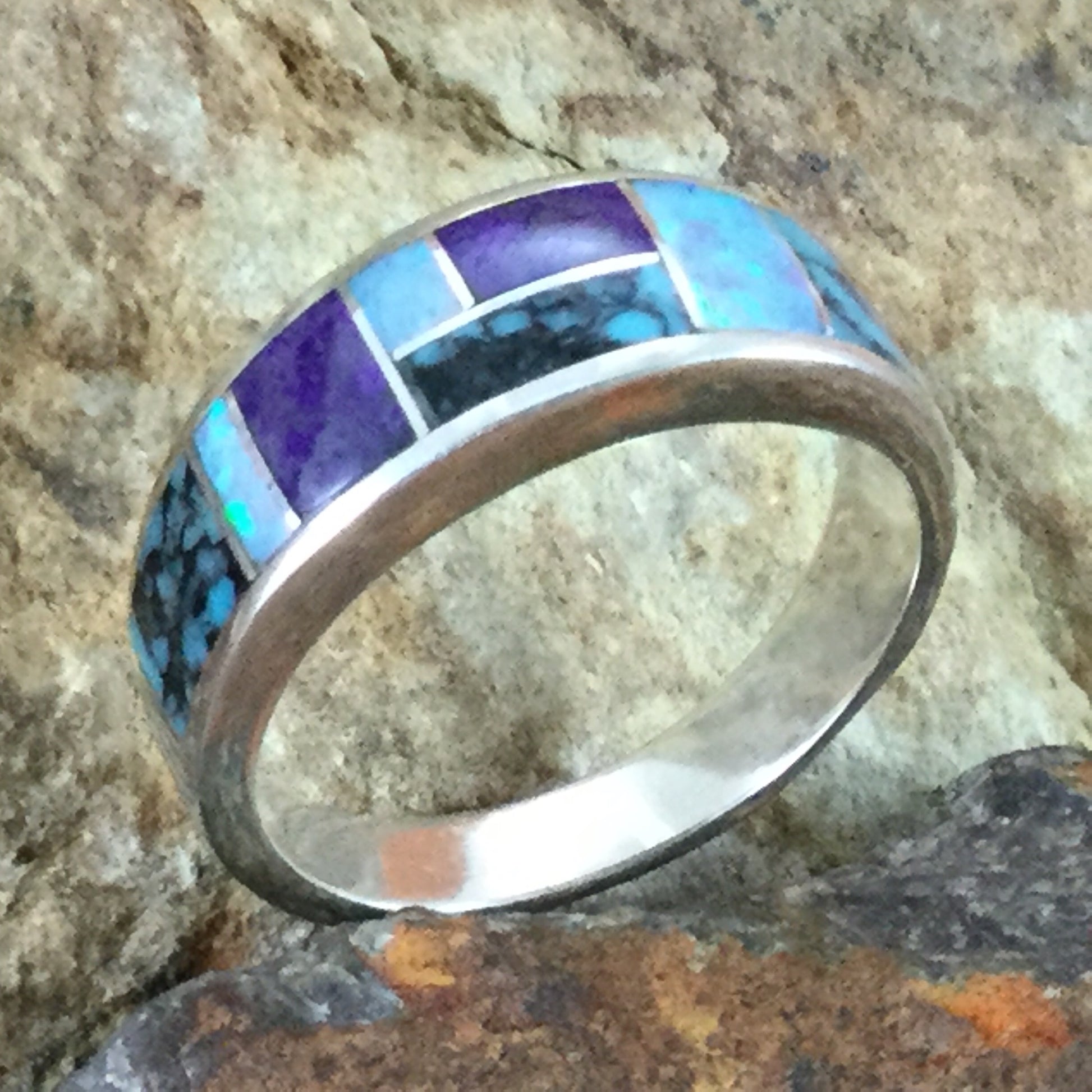 David Rosales Shalako Inlaid Sterling Silver Ring